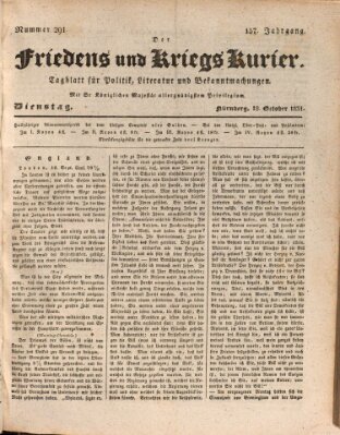 Der Friedens- u. Kriegs-Kurier (Nürnberger Friedens- und Kriegs-Kurier) Dienstag 18. Oktober 1831