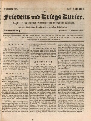 Der Friedens- u. Kriegs-Kurier (Nürnberger Friedens- und Kriegs-Kurier) Donnerstag 3. November 1831