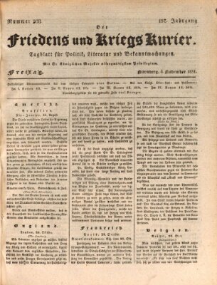 Der Friedens- u. Kriegs-Kurier (Nürnberger Friedens- und Kriegs-Kurier) Freitag 4. November 1831