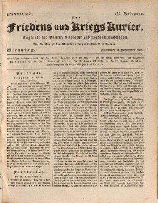 Der Friedens- u. Kriegs-Kurier (Nürnberger Friedens- und Kriegs-Kurier) Dienstag 8. November 1831