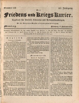 Der Friedens- u. Kriegs-Kurier (Nürnberger Friedens- und Kriegs-Kurier) Montag 14. November 1831