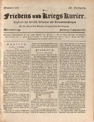 Der Friedens- u. Kriegs-Kurier (Nürnberger Friedens- und Kriegs-Kurier) Dienstag 15. November 1831