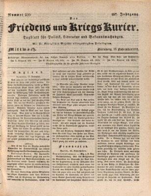 Der Friedens- u. Kriegs-Kurier (Nürnberger Friedens- und Kriegs-Kurier) Mittwoch 16. November 1831