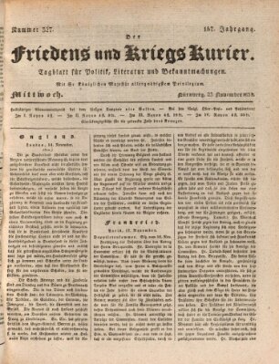 Der Friedens- u. Kriegs-Kurier (Nürnberger Friedens- und Kriegs-Kurier) Mittwoch 23. November 1831