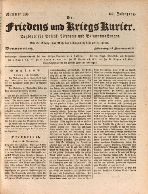 Der Friedens- u. Kriegs-Kurier (Nürnberger Friedens- und Kriegs-Kurier) Donnerstag 24. November 1831