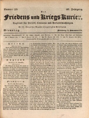 Der Friedens- u. Kriegs-Kurier (Nürnberger Friedens- und Kriegs-Kurier) Dienstag 29. November 1831