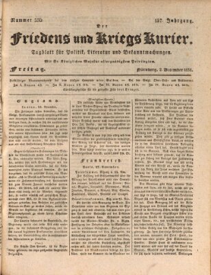 Der Friedens- u. Kriegs-Kurier (Nürnberger Friedens- und Kriegs-Kurier) Freitag 2. Dezember 1831