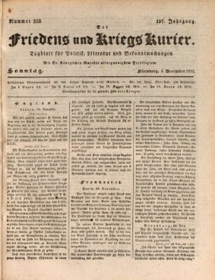 Der Friedens- u. Kriegs-Kurier (Nürnberger Friedens- und Kriegs-Kurier) Sonntag 4. Dezember 1831