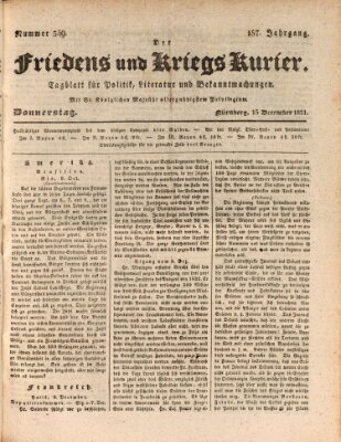 Der Friedens- u. Kriegs-Kurier (Nürnberger Friedens- und Kriegs-Kurier) Donnerstag 15. Dezember 1831