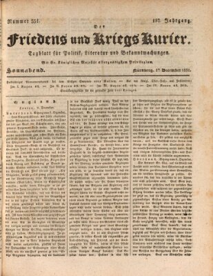 Der Friedens- u. Kriegs-Kurier (Nürnberger Friedens- und Kriegs-Kurier) Samstag 17. Dezember 1831