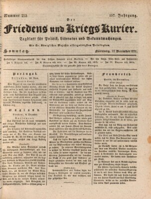 Der Friedens- u. Kriegs-Kurier (Nürnberger Friedens- und Kriegs-Kurier) Sonntag 18. Dezember 1831