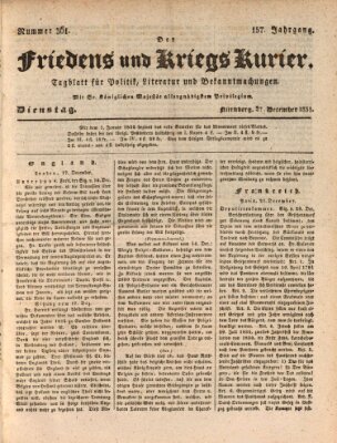 Der Friedens- u. Kriegs-Kurier (Nürnberger Friedens- und Kriegs-Kurier) Dienstag 27. Dezember 1831