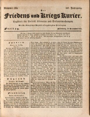 Der Friedens- u. Kriegs-Kurier (Nürnberger Friedens- und Kriegs-Kurier) Freitag 30. Dezember 1831