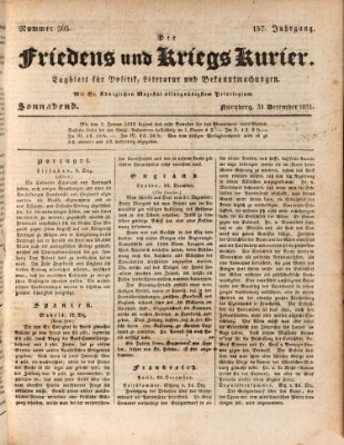 Der Friedens- u. Kriegs-Kurier (Nürnberger Friedens- und Kriegs-Kurier) Samstag 31. Dezember 1831