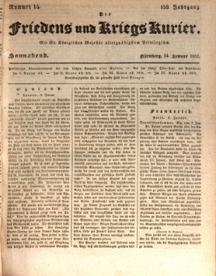 Der Friedens- u. Kriegs-Kurier (Nürnberger Friedens- und Kriegs-Kurier) Samstag 14. Januar 1832