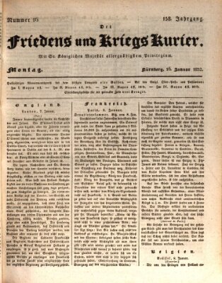 Der Friedens- u. Kriegs-Kurier (Nürnberger Friedens- und Kriegs-Kurier) Montag 16. Januar 1832