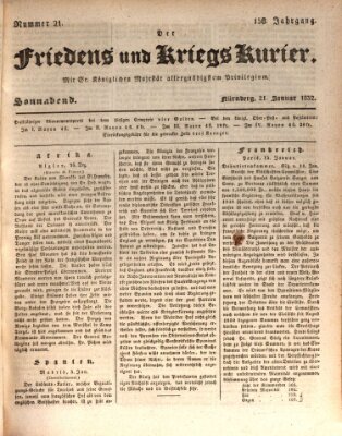 Der Friedens- u. Kriegs-Kurier (Nürnberger Friedens- und Kriegs-Kurier) Samstag 21. Januar 1832