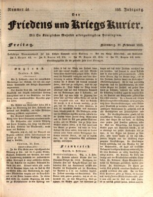 Der Friedens- u. Kriegs-Kurier (Nürnberger Friedens- und Kriegs-Kurier) Freitag 10. Februar 1832