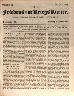 Der Friedens- u. Kriegs-Kurier (Nürnberger Friedens- und Kriegs-Kurier) Donnerstag 23. Februar 1832