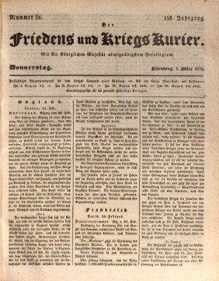 Der Friedens- u. Kriegs-Kurier (Nürnberger Friedens- und Kriegs-Kurier) Donnerstag 1. März 1832