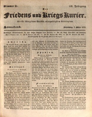 Der Friedens- u. Kriegs-Kurier (Nürnberger Friedens- und Kriegs-Kurier) Samstag 3. März 1832