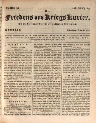 Der Friedens- u. Kriegs-Kurier (Nürnberger Friedens- und Kriegs-Kurier) Sonntag 8. April 1832