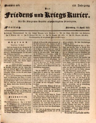 Der Friedens- u. Kriegs-Kurier (Nürnberger Friedens- und Kriegs-Kurier) Freitag 13. April 1832