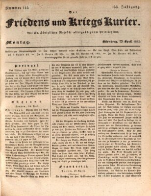 Der Friedens- u. Kriegs-Kurier (Nürnberger Friedens- und Kriegs-Kurier) Montag 23. April 1832