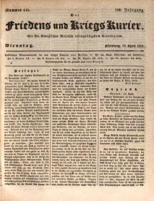 Der Friedens- u. Kriegs-Kurier (Nürnberger Friedens- und Kriegs-Kurier) Dienstag 24. April 1832