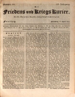 Der Friedens- u. Kriegs-Kurier (Nürnberger Friedens- und Kriegs-Kurier) Freitag 27. April 1832