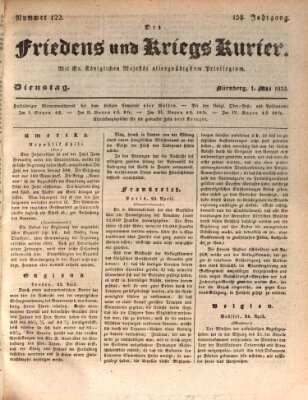 Der Friedens- u. Kriegs-Kurier (Nürnberger Friedens- und Kriegs-Kurier) Dienstag 1. Mai 1832