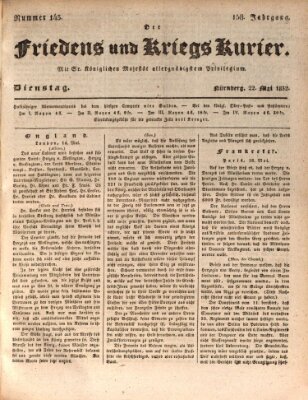 Der Friedens- u. Kriegs-Kurier (Nürnberger Friedens- und Kriegs-Kurier) Dienstag 22. Mai 1832