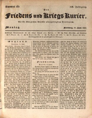 Der Friedens- u. Kriegs-Kurier (Nürnberger Friedens- und Kriegs-Kurier) Montag 11. Juni 1832