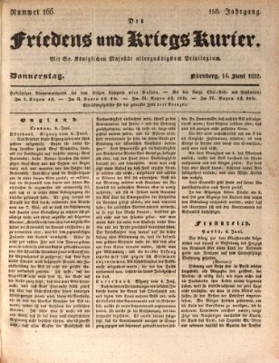 Der Friedens- u. Kriegs-Kurier (Nürnberger Friedens- und Kriegs-Kurier) Donnerstag 14. Juni 1832