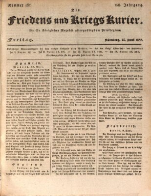 Der Friedens- u. Kriegs-Kurier (Nürnberger Friedens- und Kriegs-Kurier) Freitag 15. Juni 1832