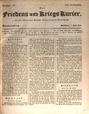 Der Friedens- u. Kriegs-Kurier (Nürnberger Friedens- und Kriegs-Kurier) Donnerstag 5. Juli 1832