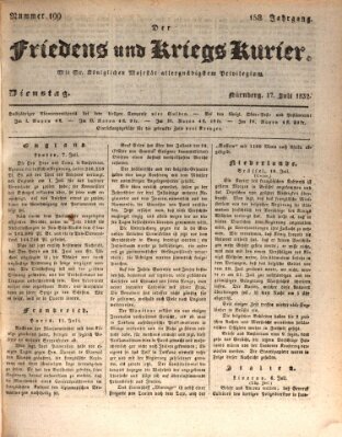 Der Friedens- u. Kriegs-Kurier (Nürnberger Friedens- und Kriegs-Kurier) Dienstag 17. Juli 1832