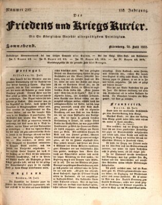 Der Friedens- u. Kriegs-Kurier (Nürnberger Friedens- und Kriegs-Kurier) Samstag 28. Juli 1832