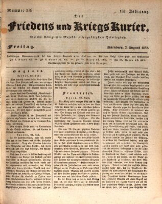 Der Friedens- u. Kriegs-Kurier (Nürnberger Friedens- und Kriegs-Kurier) Freitag 3. August 1832