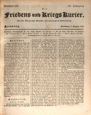 Der Friedens- u. Kriegs-Kurier (Nürnberger Friedens- und Kriegs-Kurier) Sonntag 5. August 1832