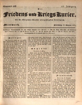 Der Friedens- u. Kriegs-Kurier (Nürnberger Friedens- und Kriegs-Kurier) Mittwoch 15. August 1832