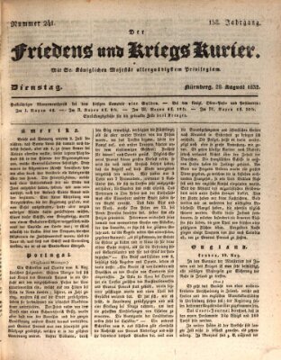 Der Friedens- u. Kriegs-Kurier (Nürnberger Friedens- und Kriegs-Kurier) Dienstag 28. August 1832