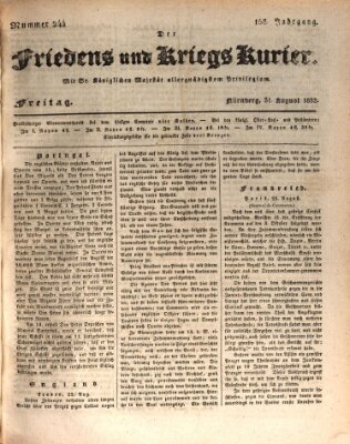 Der Friedens- u. Kriegs-Kurier (Nürnberger Friedens- und Kriegs-Kurier) Freitag 31. August 1832