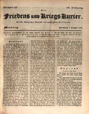 Der Friedens- u. Kriegs-Kurier (Nürnberger Friedens- und Kriegs-Kurier) Montag 3. September 1832