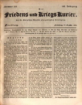 Der Friedens- u. Kriegs-Kurier (Nürnberger Friedens- und Kriegs-Kurier) Freitag 14. September 1832