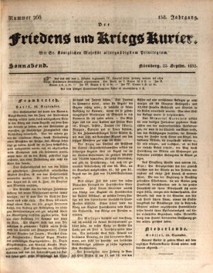 Der Friedens- u. Kriegs-Kurier (Nürnberger Friedens- und Kriegs-Kurier) Samstag 22. September 1832