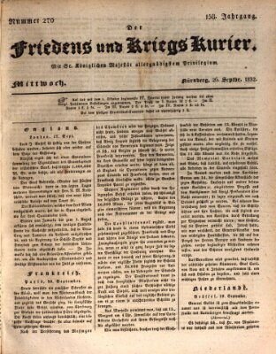 Der Friedens- u. Kriegs-Kurier (Nürnberger Friedens- und Kriegs-Kurier) Mittwoch 26. September 1832