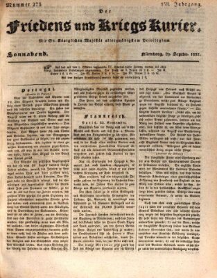 Der Friedens- u. Kriegs-Kurier (Nürnberger Friedens- und Kriegs-Kurier) Samstag 29. September 1832