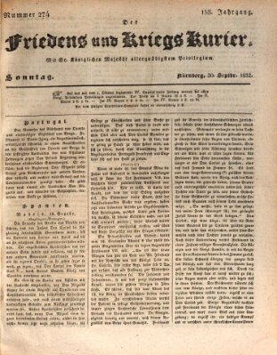 Der Friedens- u. Kriegs-Kurier (Nürnberger Friedens- und Kriegs-Kurier) Sonntag 30. September 1832