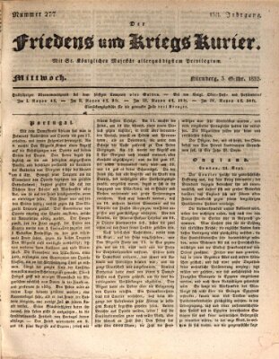 Der Friedens- u. Kriegs-Kurier (Nürnberger Friedens- und Kriegs-Kurier) Mittwoch 3. Oktober 1832